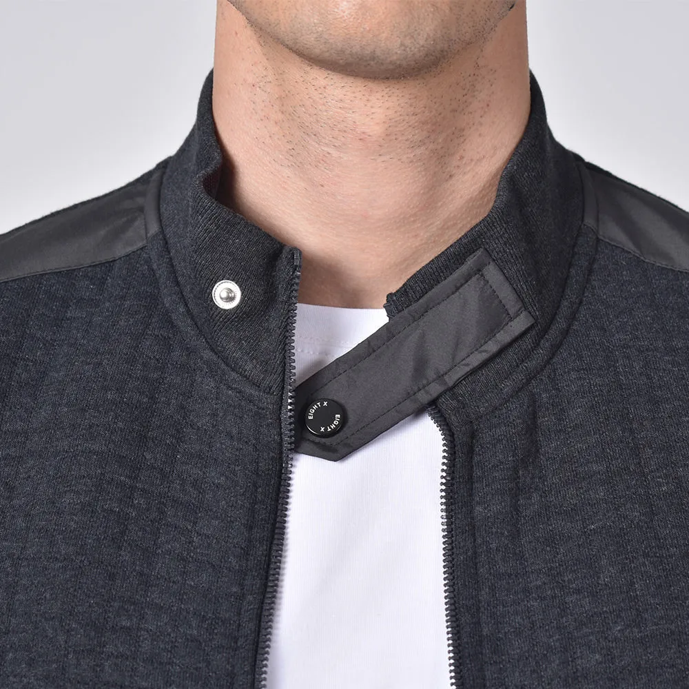 Grey Quilted Moto Jacket