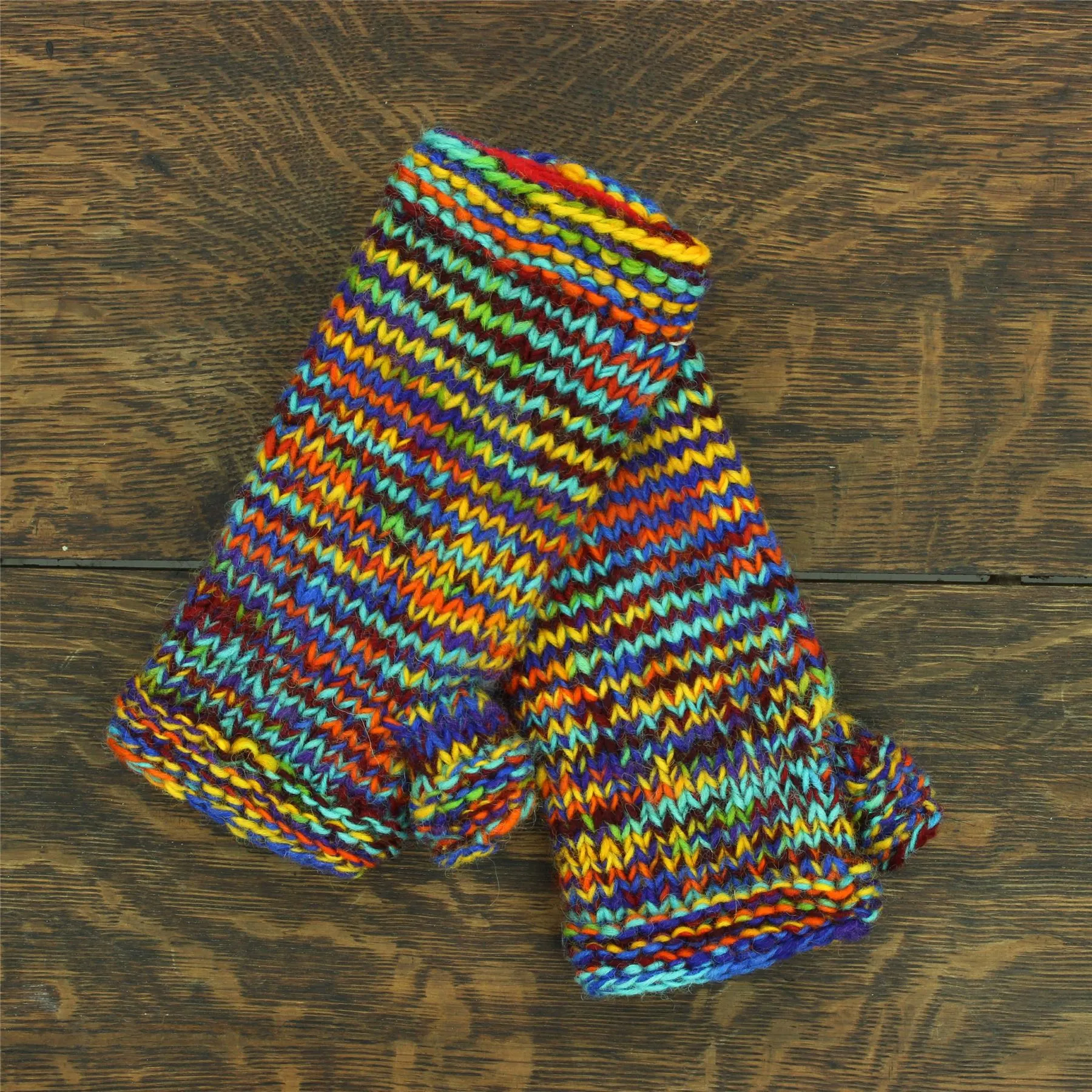 Hand Knitted Wool Arm Warmer - SD Rainbow