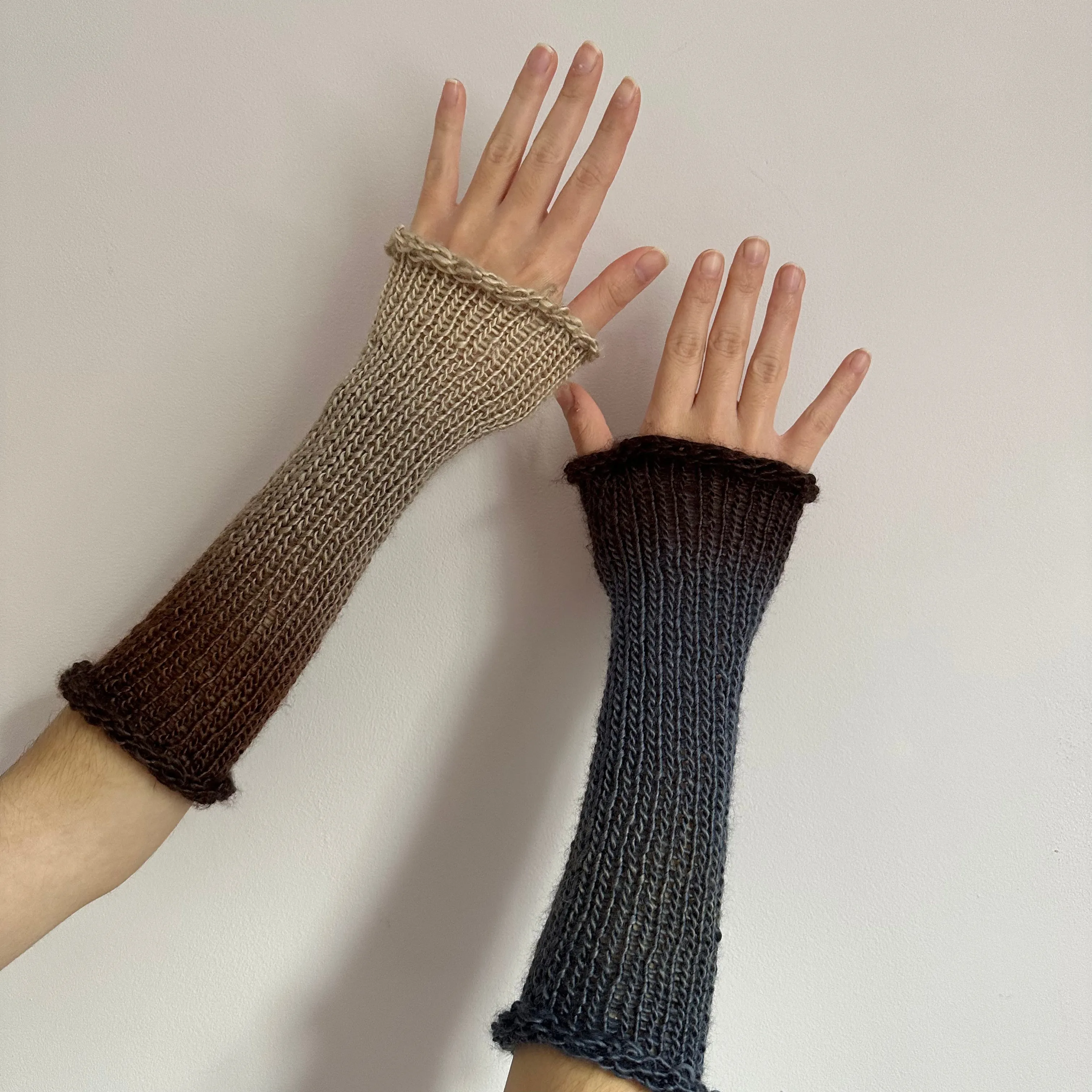 Handmade Seashell ombré knitted arm warmers