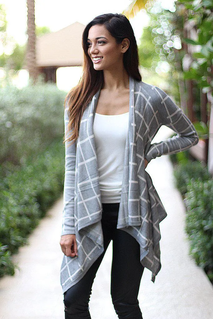 Heather Gray Plaid Cardigan