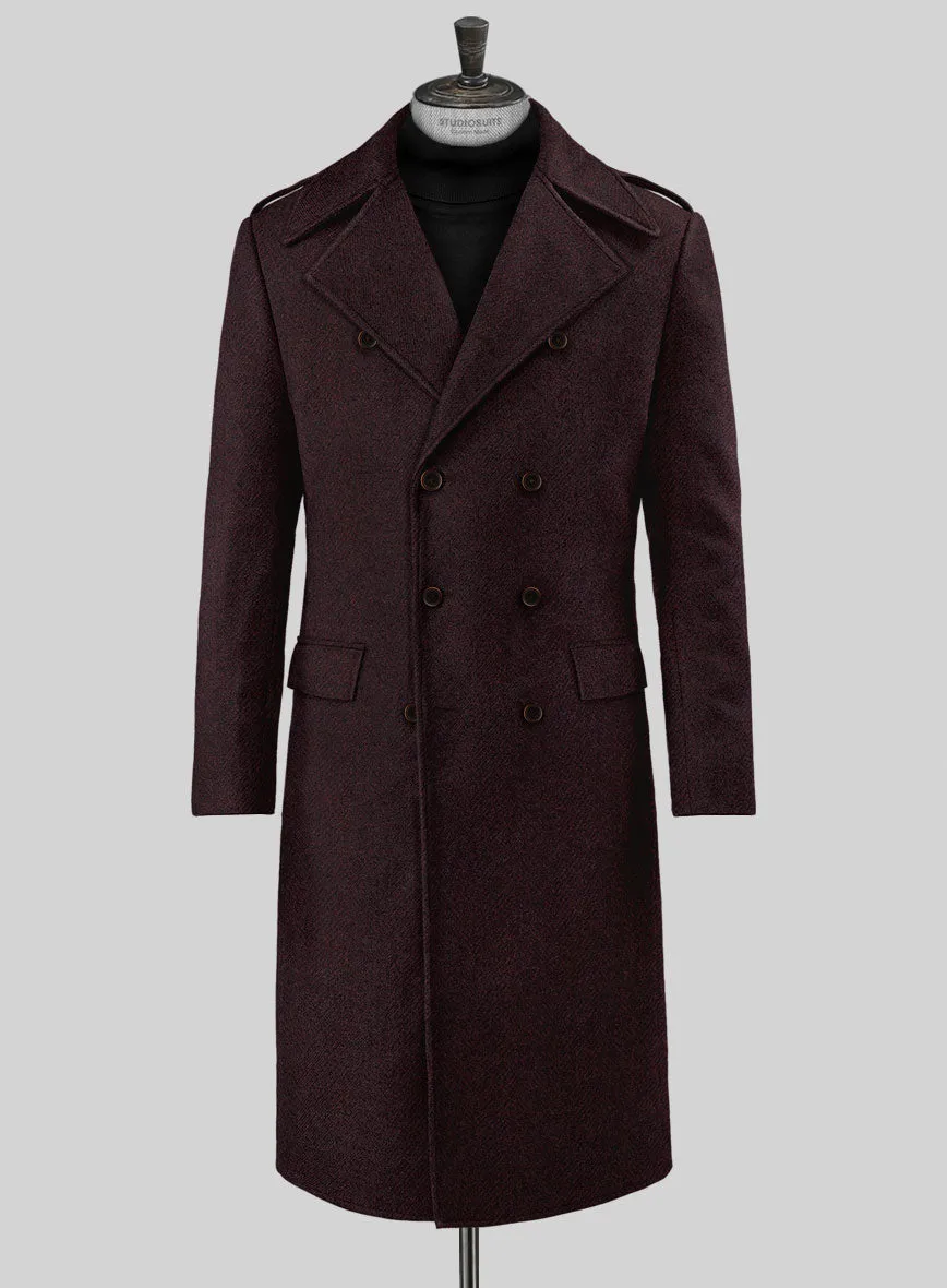 Highlander Heavy Wine Herringbone Tweed-GQ Overcoat