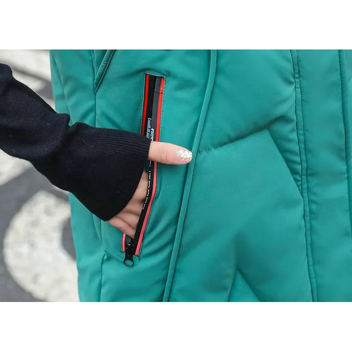 Hooded Knee-Length Puffer Coat Vest