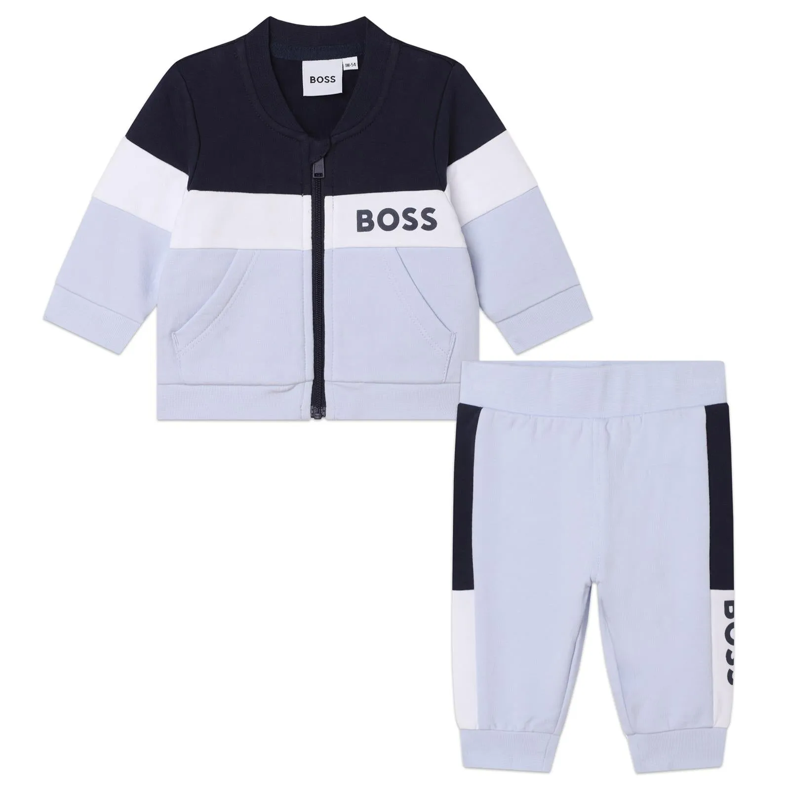 Hugo Boss Baby Boys Blue Striped Tracksuit