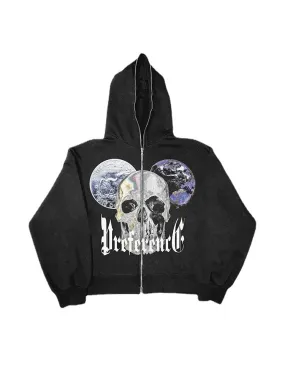 Joskaa Hip Hop Joggers Sweatshirt Korean Fashion Punk Sport Coat Pullover Skull Graphics Gothic Long Sleeve Zip Hoodie Y2k Jacket Men's