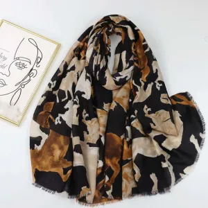 JY230704 horse printed scarf