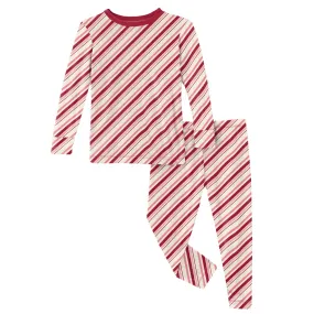 KicKee Pants Strawberry Candy Cane Stripe L/S Pajama Set