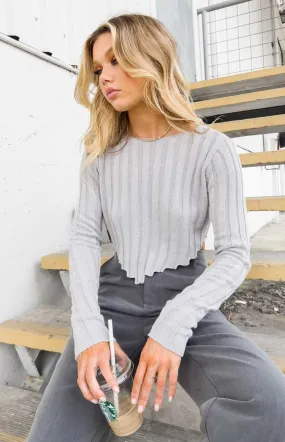 Kristin Grey Rib Sweater