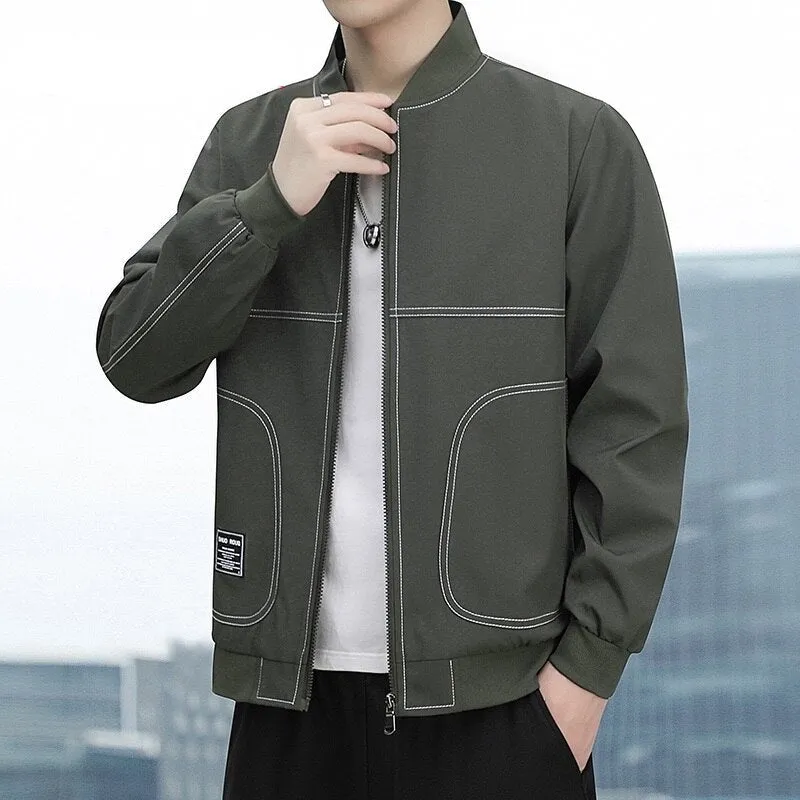 L-9XL Plus Size Men's Spring Bomber Jackets Fashion Basketball Jacket Outwear Windbreaker Simple Motorcycle Overcoat Clothing