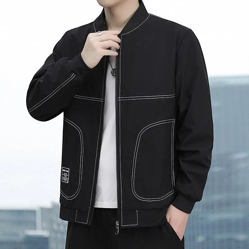 L-9XL Plus Size Men's Spring Bomber Jackets Fashion Basketball Jacket Outwear Windbreaker Simple Motorcycle Overcoat Clothing