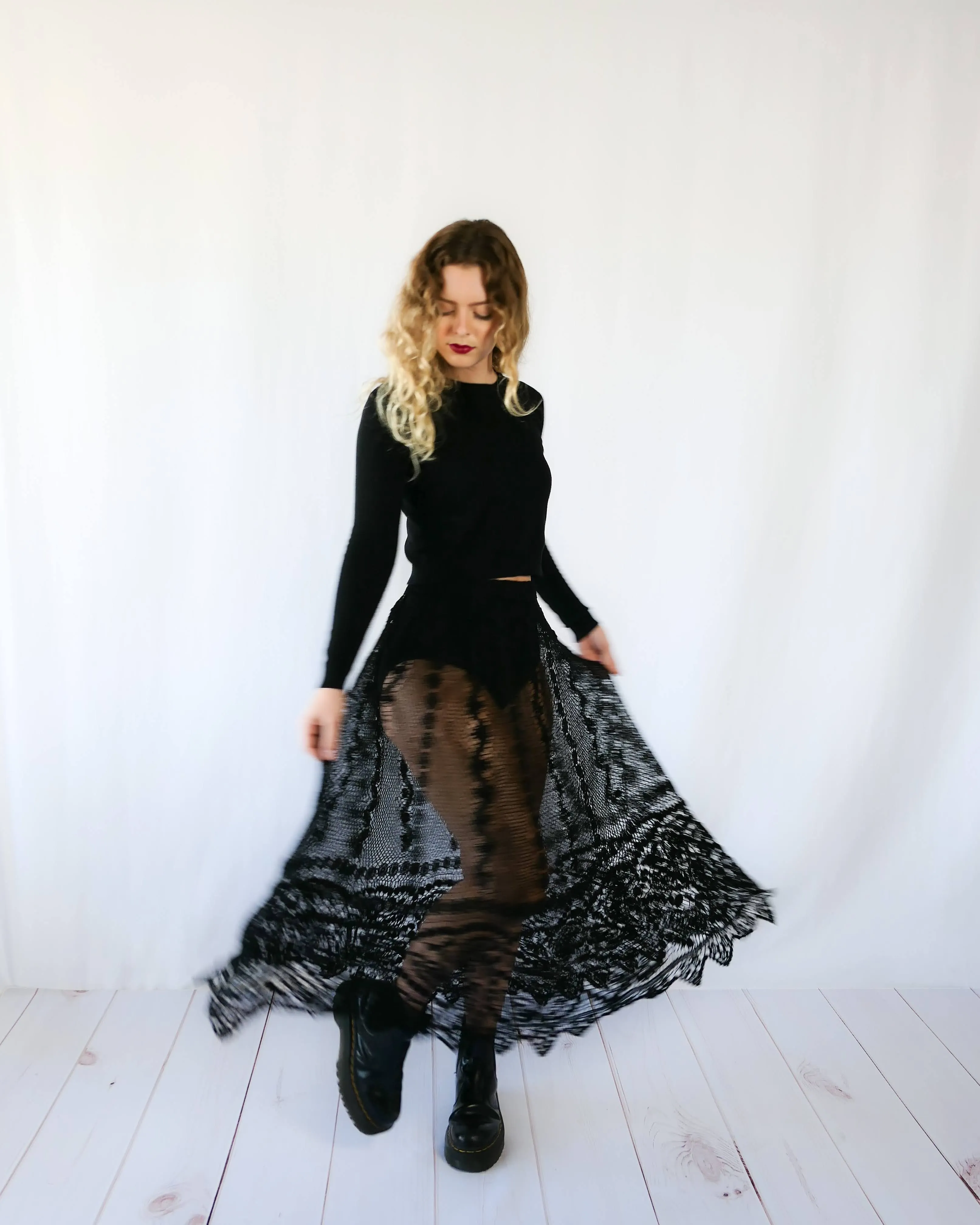 La Bohème Black Crochet Skirt