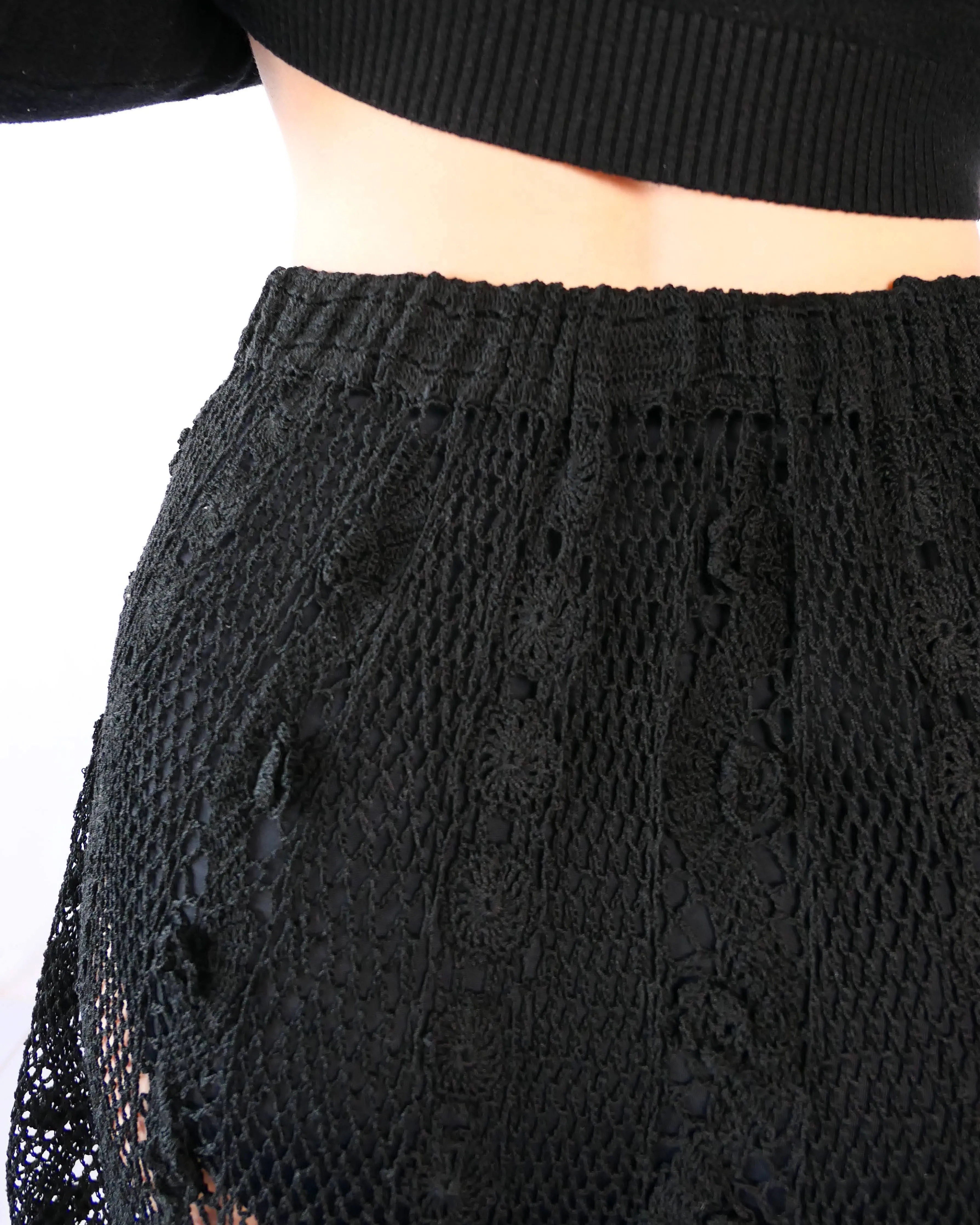 La Bohème Black Crochet Skirt