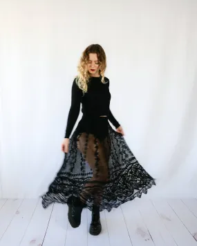 La Bohème Black Crochet Skirt