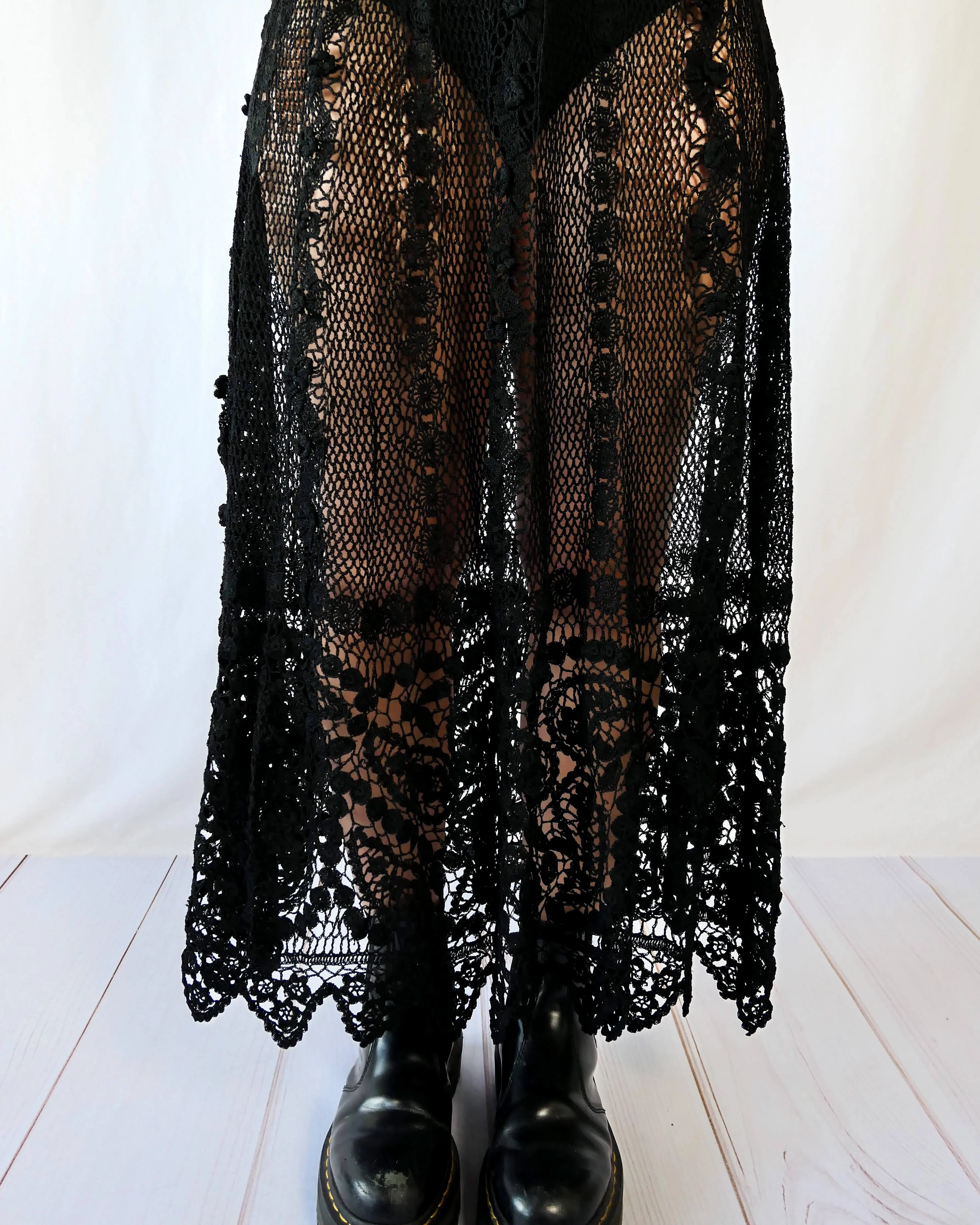 La Bohème Black Crochet Skirt