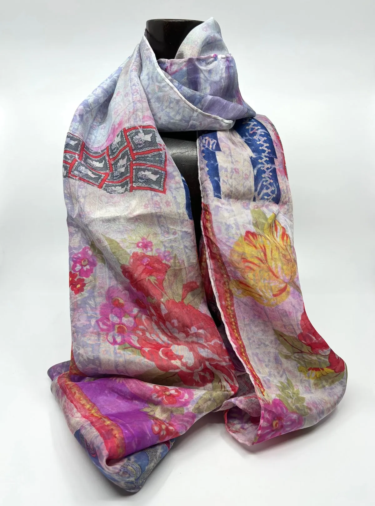 Large Silk Scarf in Pink and Purple by Diane Lemire