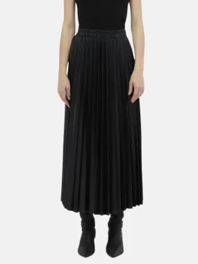 Leather Pleated Skirt Black