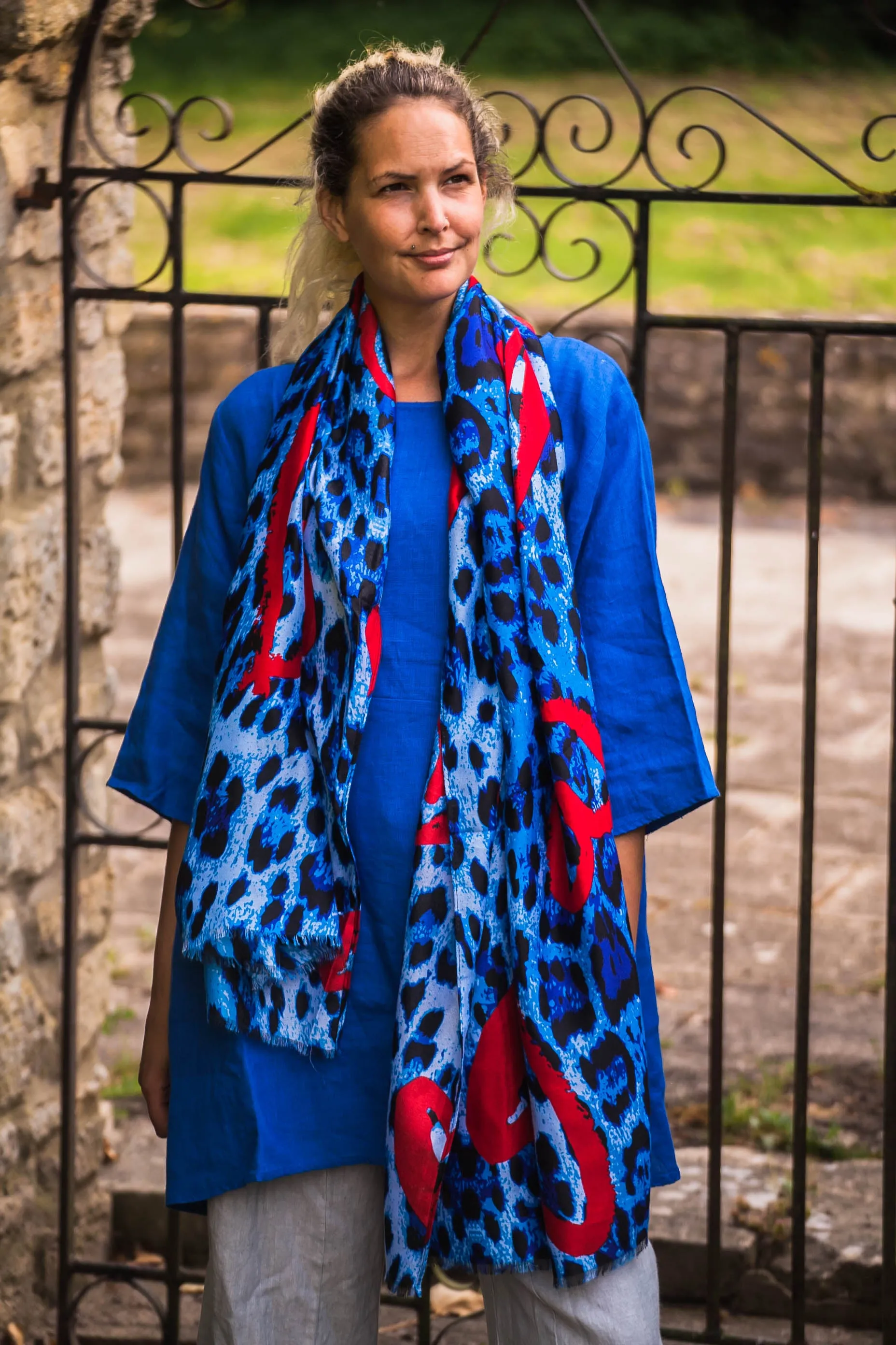 Leopard Print & Hearts Scarf