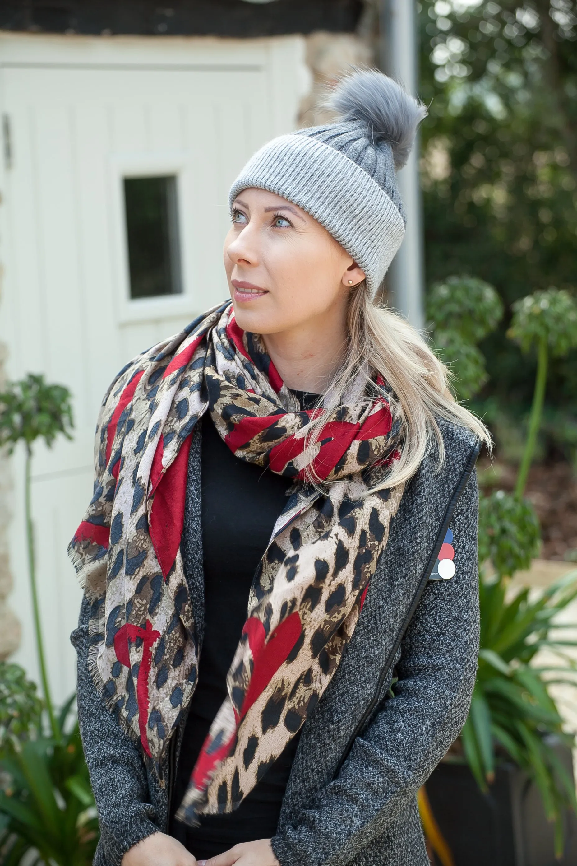 Leopard Print & Hearts Scarf