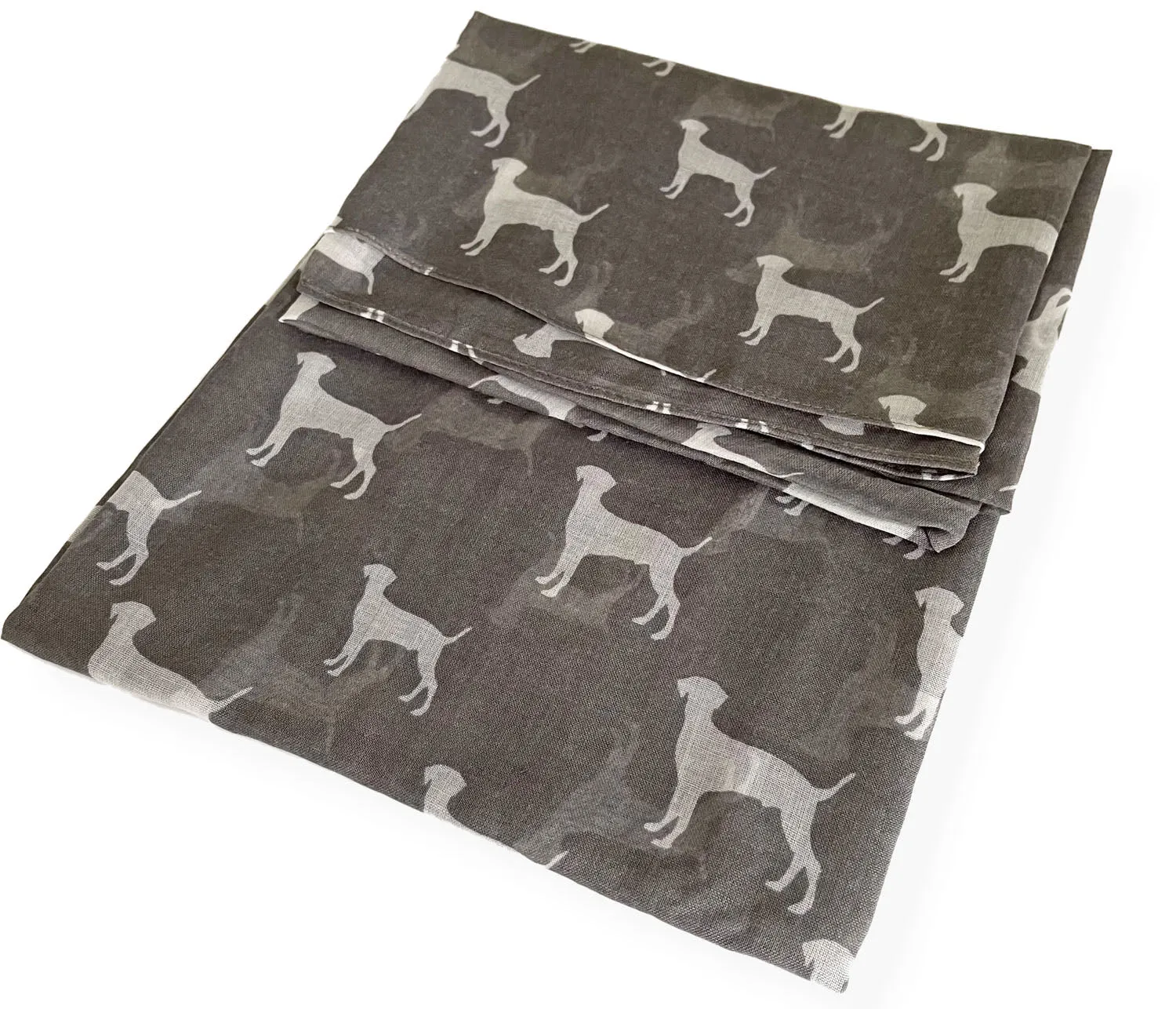 LIGHTWEIGHT GREY DOG PRINT SHEER NECK SCARF