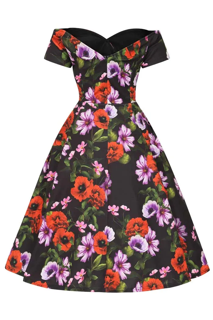 Liliana Dark floral dress by Lady Vintage