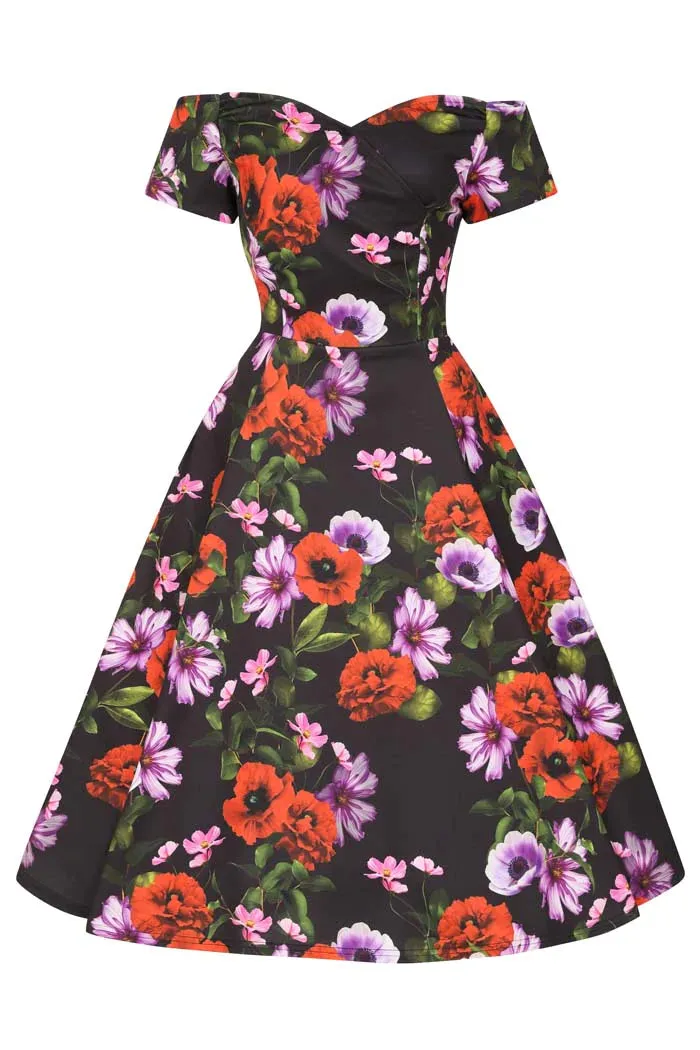 Liliana Dark floral dress by Lady Vintage