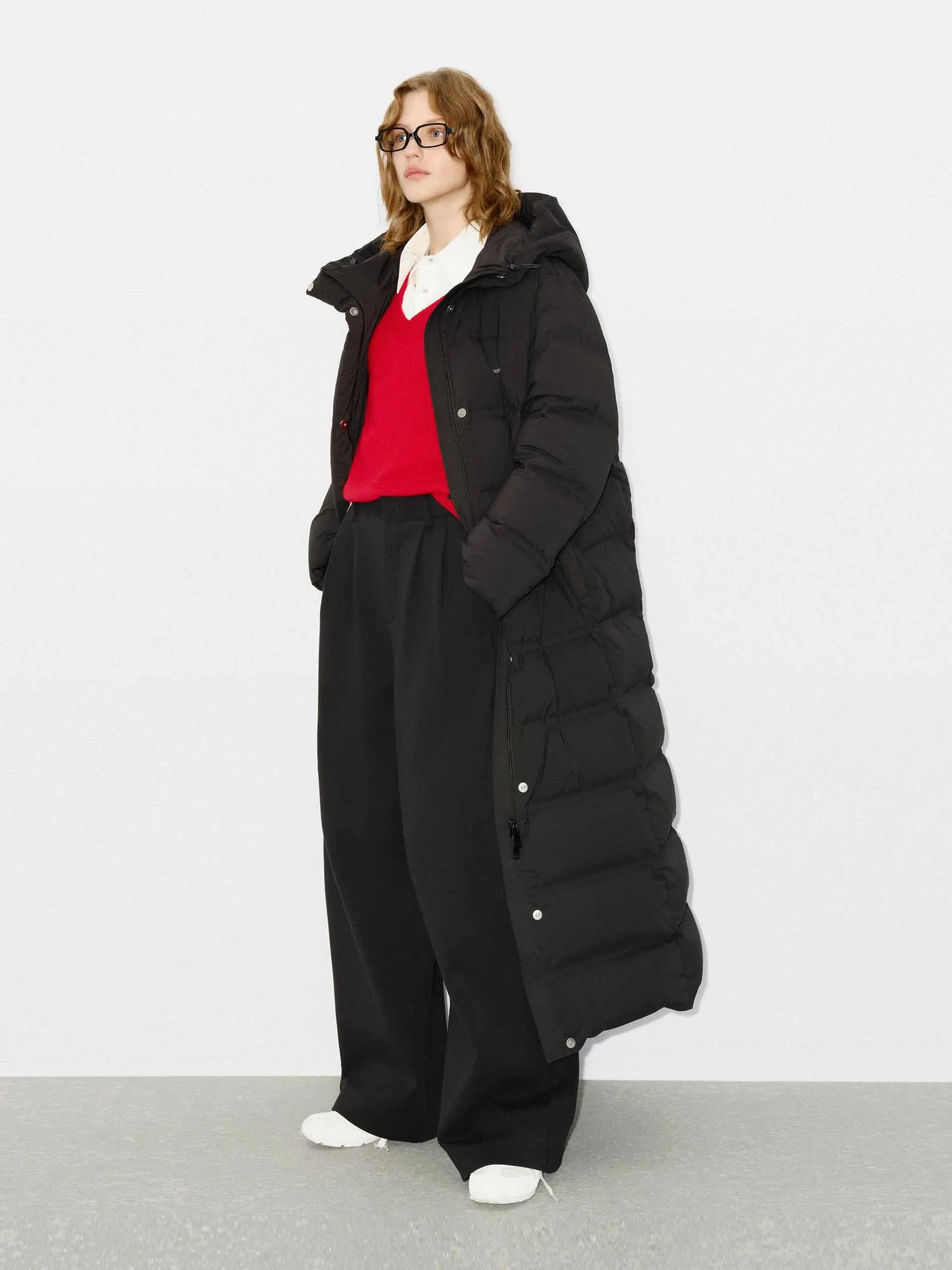 Long Line Hood Down Coat