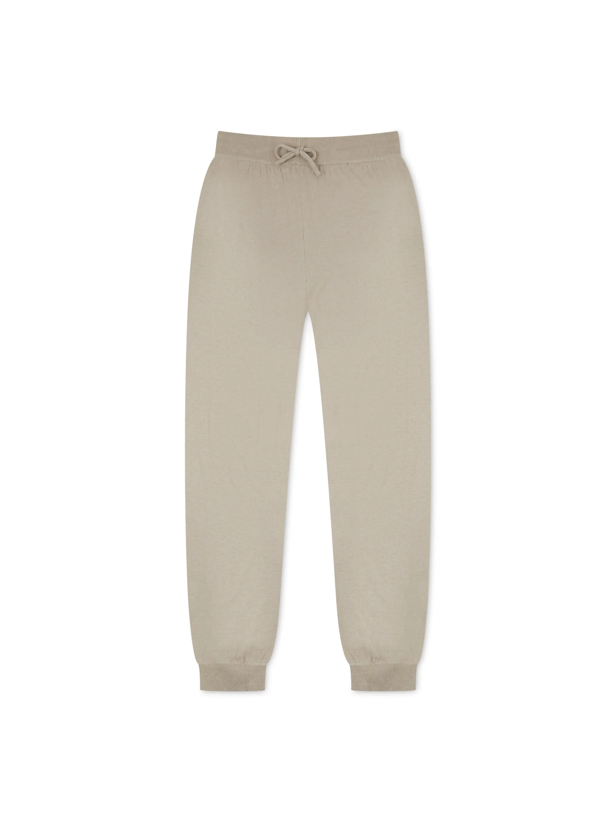 'LOULOU' CASHMERE BLEND CUFF DETAIL KNITTED JOGGERS OAT BEIGE