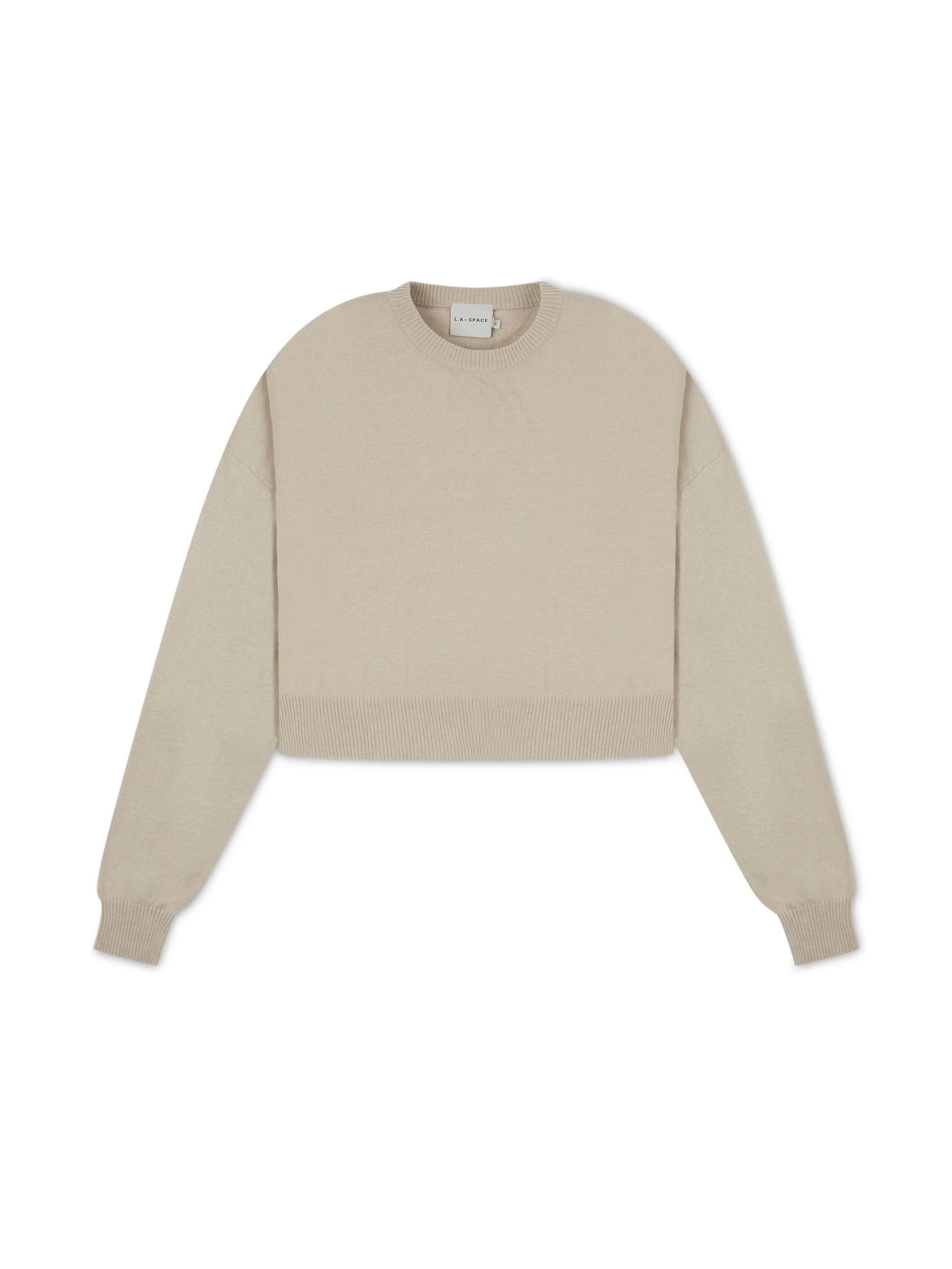 'LOULOU' CASHMERE BLEND SPLIT HEM KNITTED JUMPER OAT BEIGE