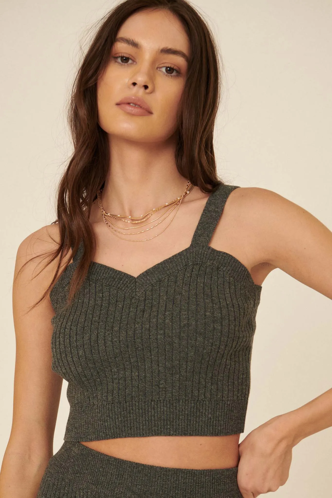 Love Interest Cropped Cami Sweater