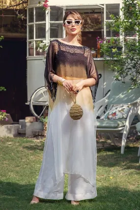 Malook - Caramol - Chiffon Long Shirt & Trouser - 2 Piece