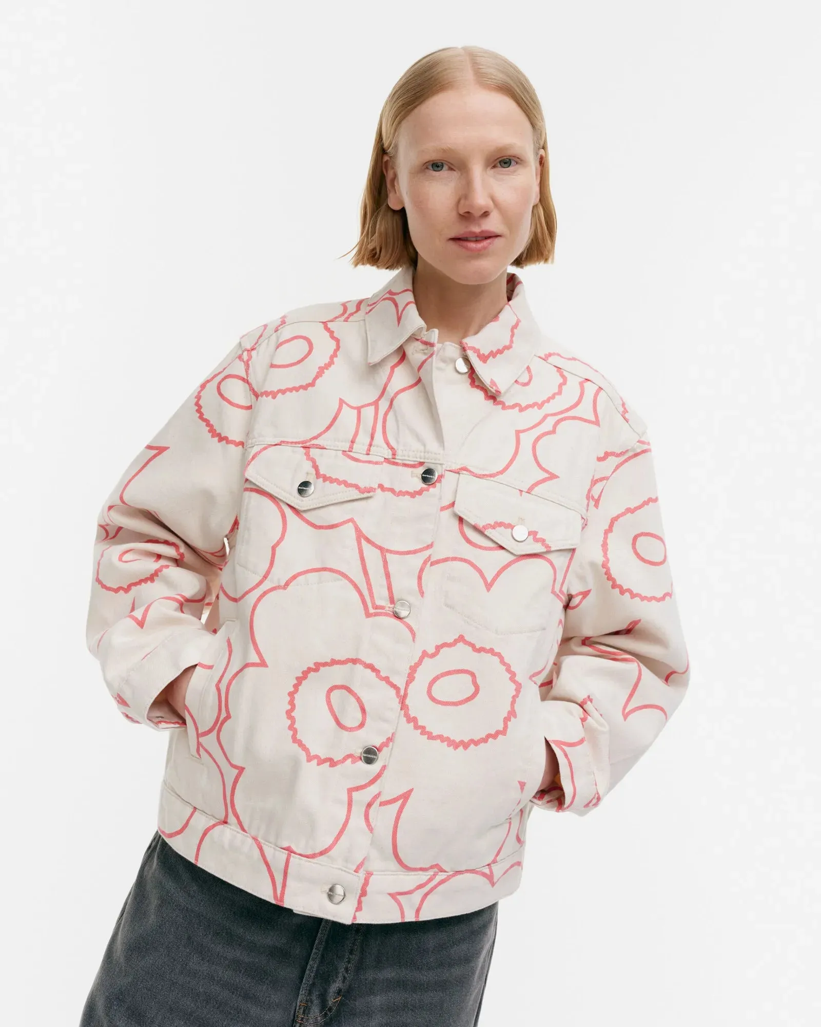 Marimekko Ystävyys Pieni Piirto Unikko 2 Denim Jacket