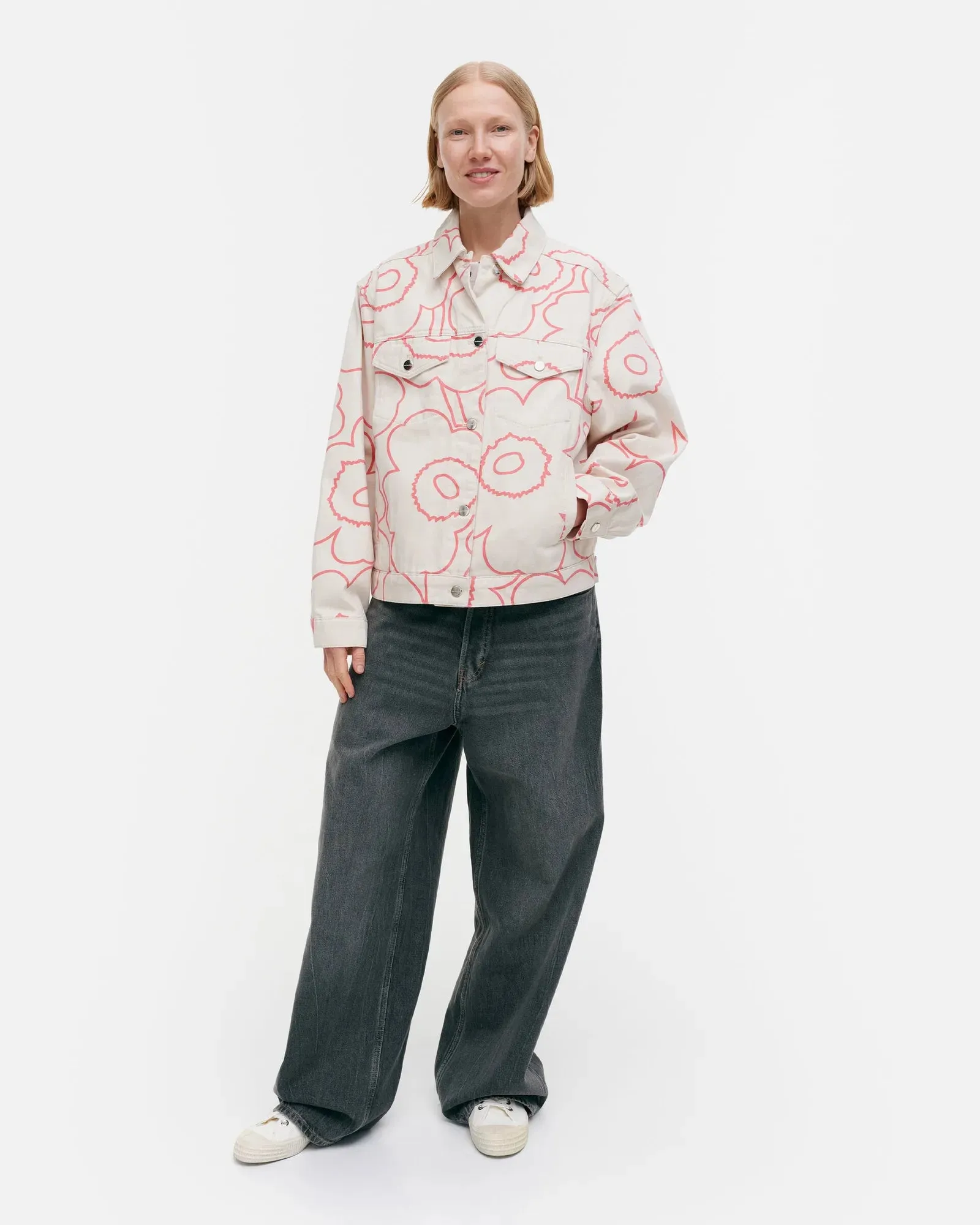 Marimekko Ystävyys Pieni Piirto Unikko 2 Denim Jacket