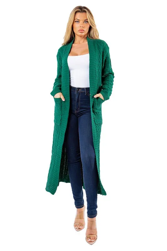 Maxi Cardigan in Green and Black