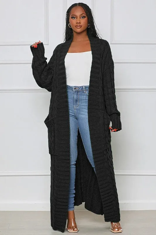 Maxi Cardigan in Green and Black