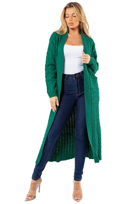 Maxi Cardigan in Green and Black