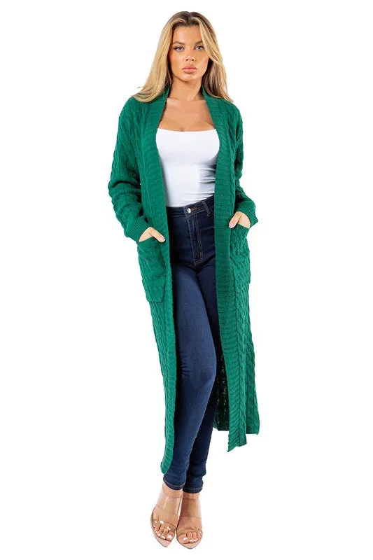 Maxi Cardigan in Green and Black