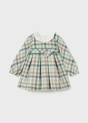 Mayoral Baby Girl Green And Cream Plaited Dress