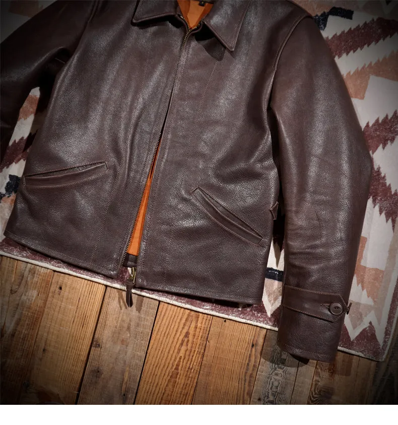 Men's 1940s  Vintage Leather Jacket Brown