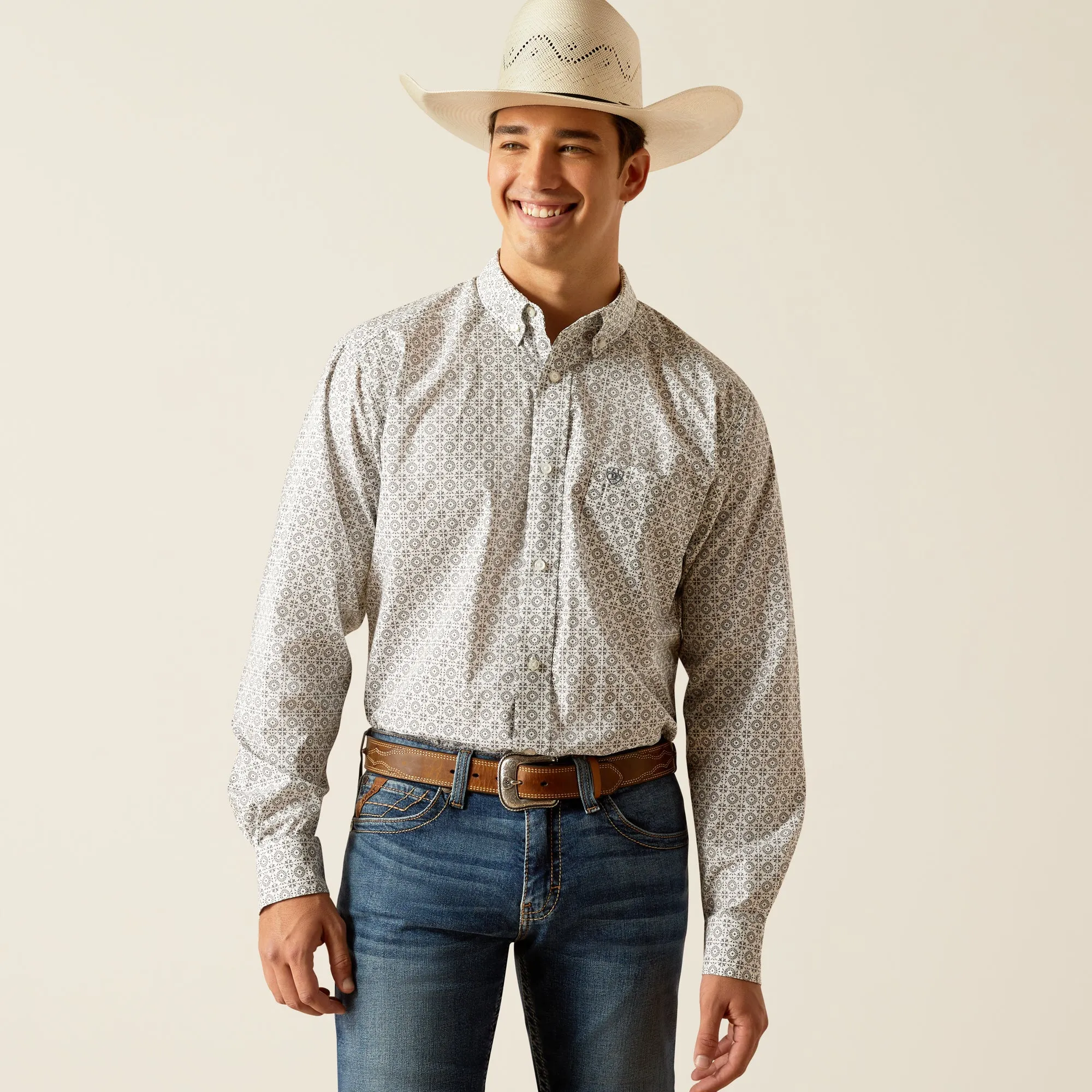 Men's Ariat Fitted Jimmy Grey Long Sleeve Shirt - 10051525 - FINAL SALE