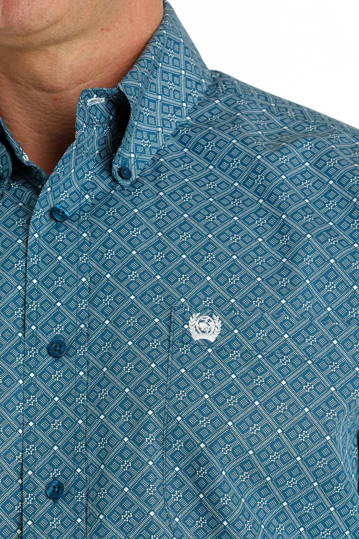 Men's Cinch Blue Long Sleeve Print Shirt - MTW1105658