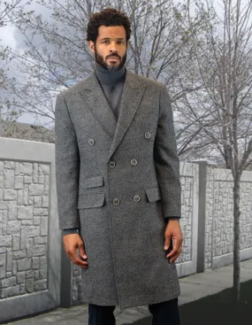 MEN'S DOUBLE BREASTED OVER COAT 100% WOOL | GRAY | WJ-101