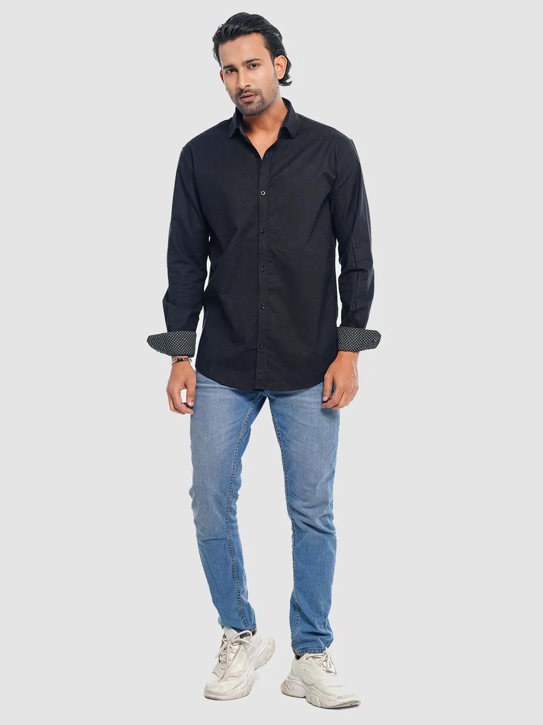 Men's Full Sleeve Shirt in Jet Black