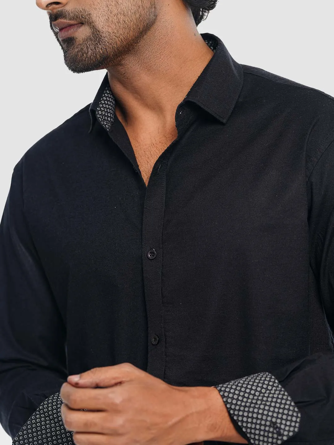 Men's Full Sleeve Shirt in Jet Black