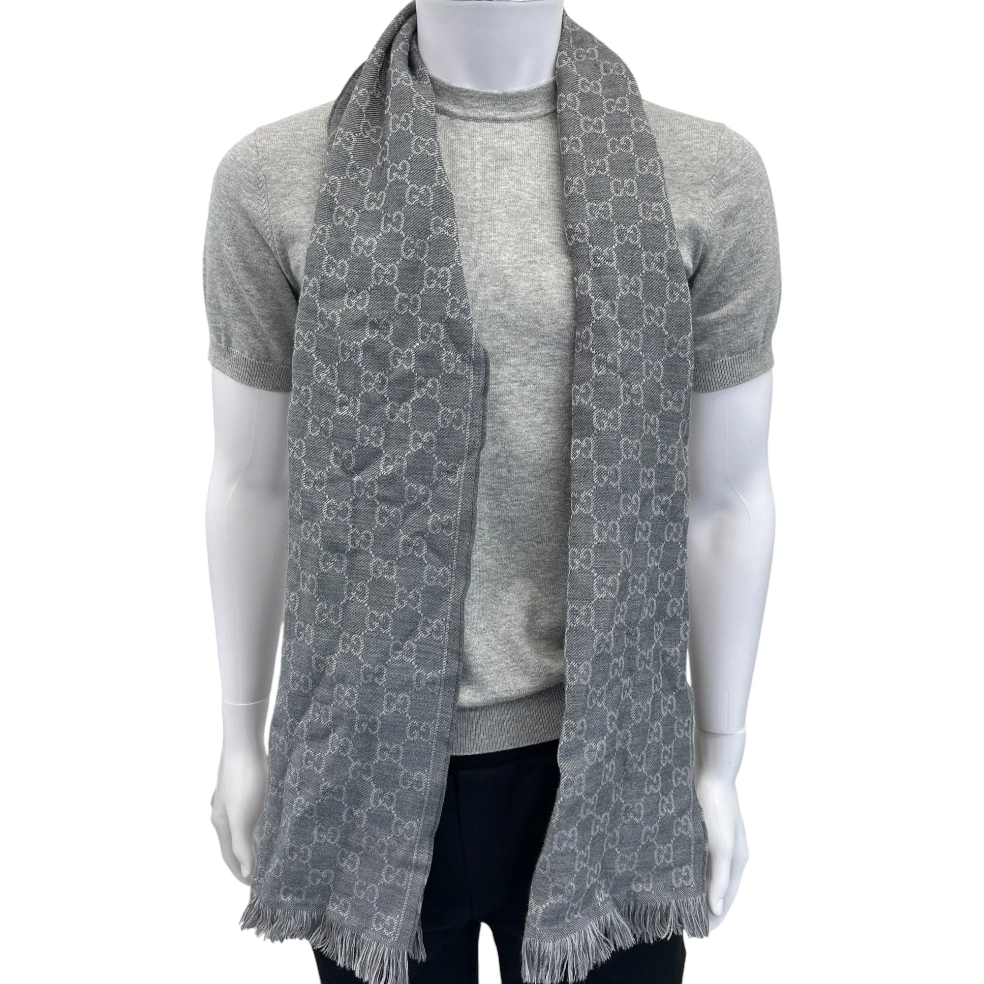 Men's Gg Jacquard Scarf Grey