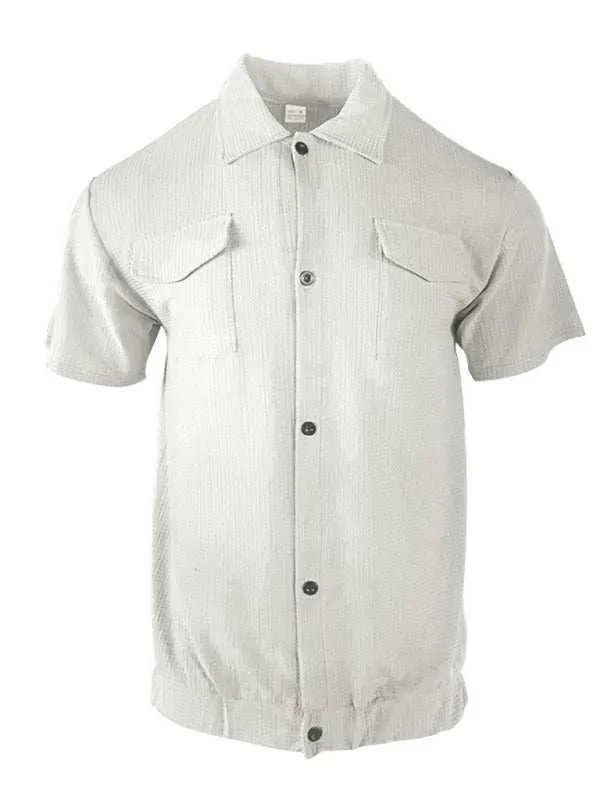 Men's new cardigan front pocket casual short-sleeved shirt