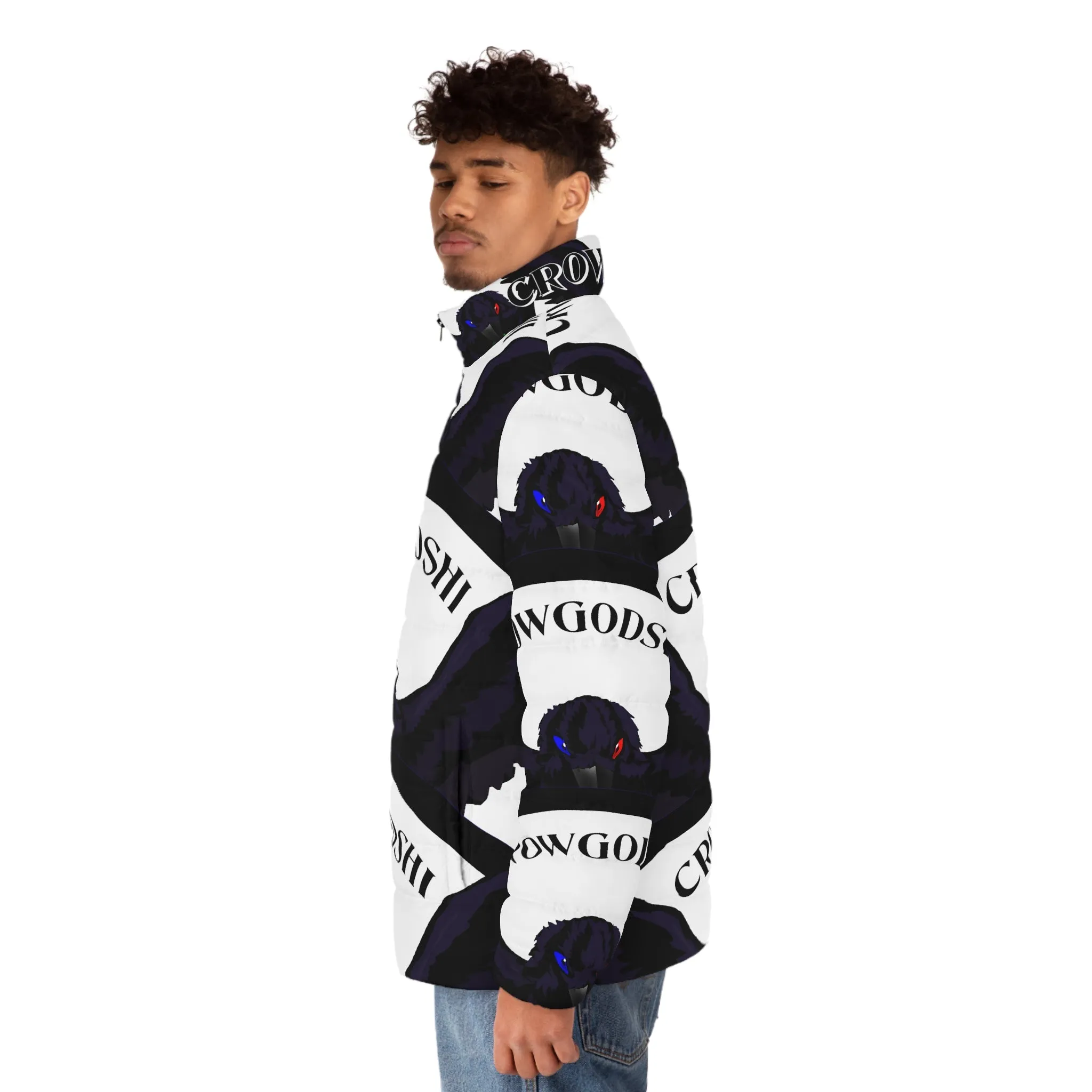 Men's Special Edition Crowgodshi Puffer Jacket, WHITE LOGO