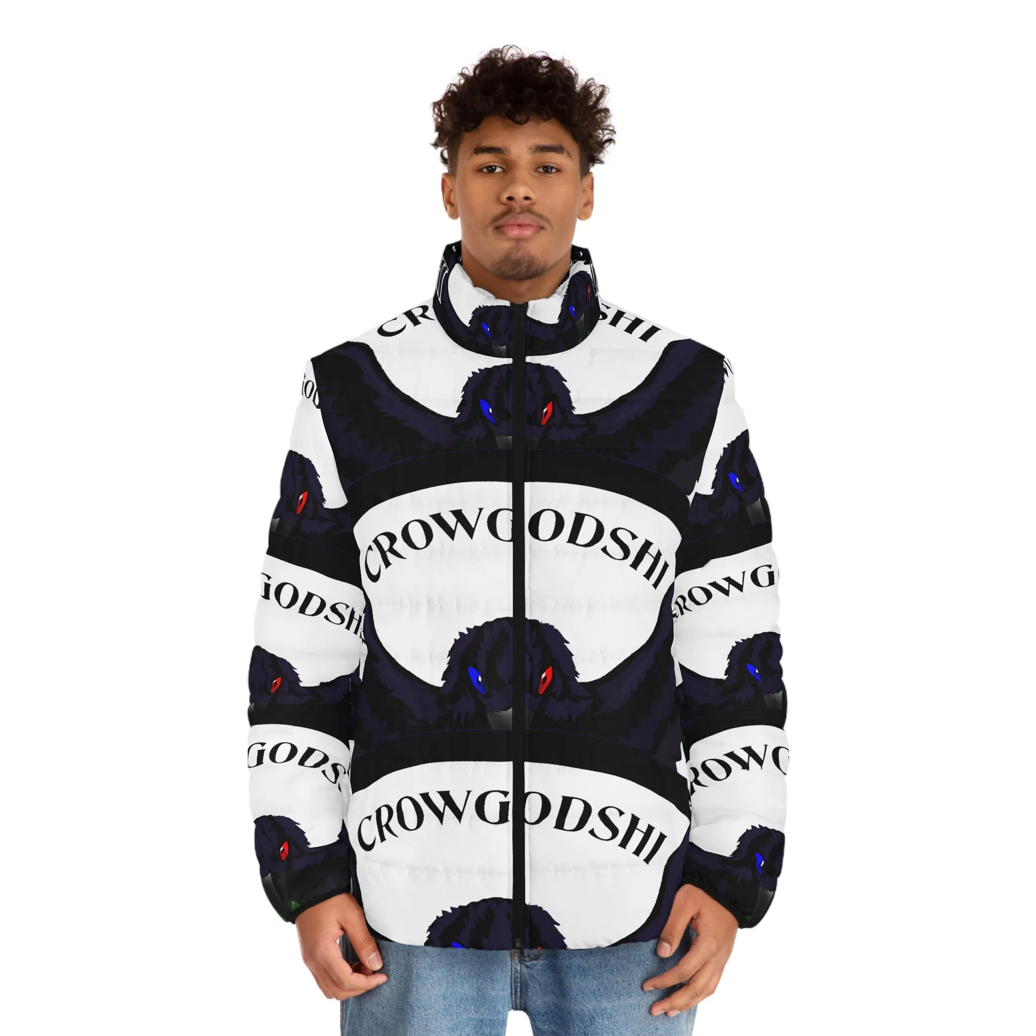 Men's Special Edition Crowgodshi Puffer Jacket, WHITE LOGO