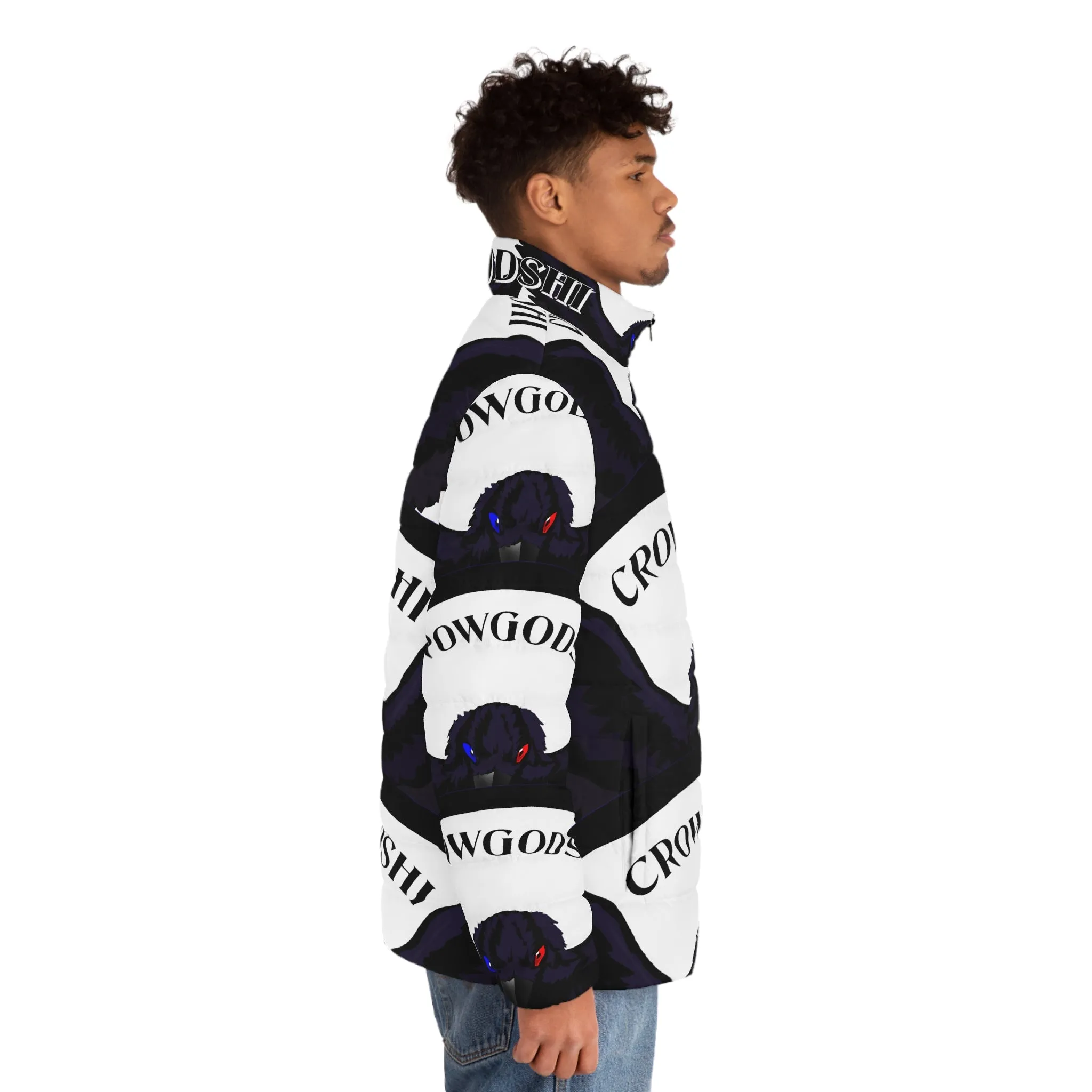 Men's Special Edition Crowgodshi Puffer Jacket, WHITE LOGO