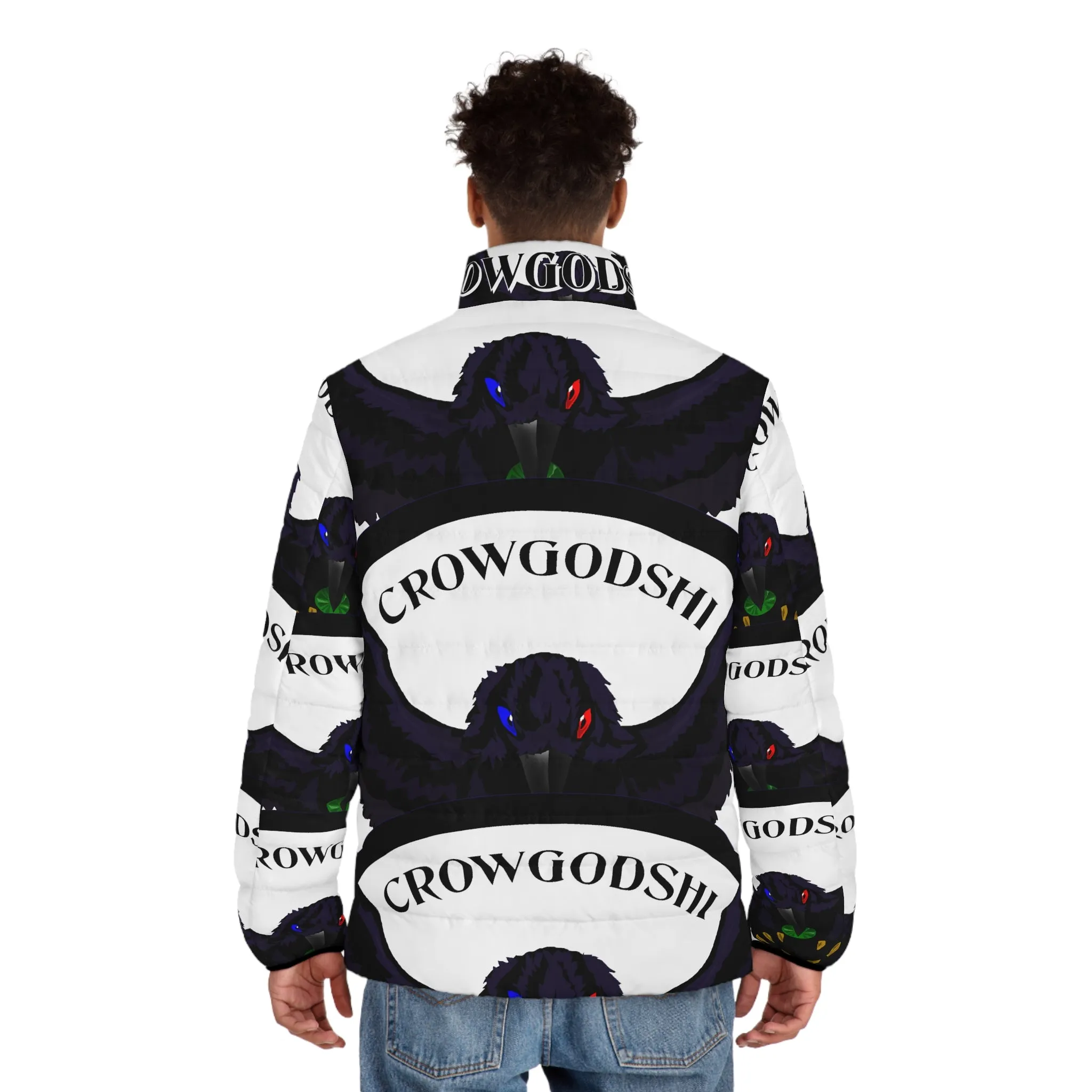 Men's Special Edition Crowgodshi Puffer Jacket, WHITE LOGO