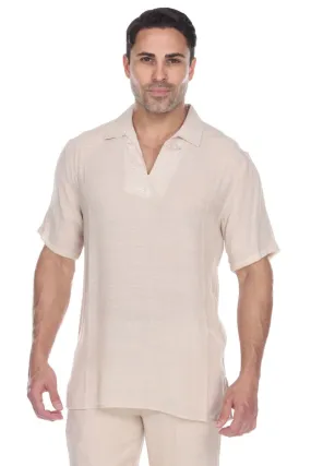 Men's V-Neck Collar Beachwear Short Sleeve Shirt