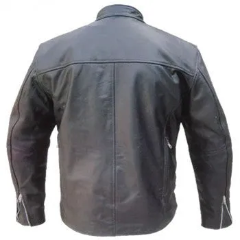 Mens Vented Touring Scooter Buffalo Leather Motorcycle Jacket